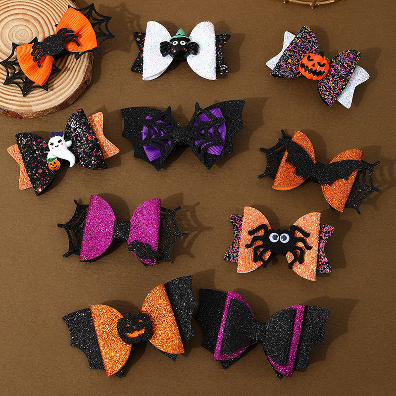 Halloween Glitter Hair Bow Clips
