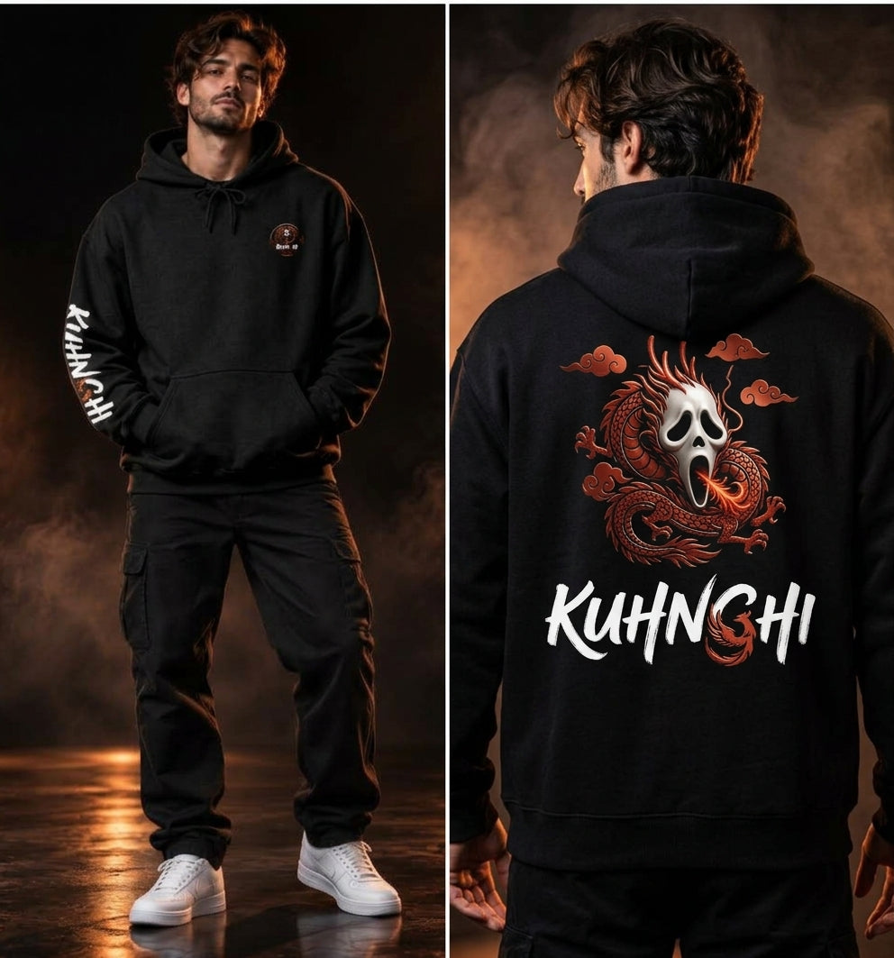 Hoodie — Ghost Mask Koi Dragon Graphic Hooded Sweatshirt