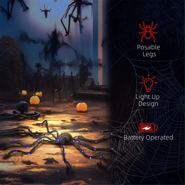 47-Inch Light-Up Purple Halloween Spider
